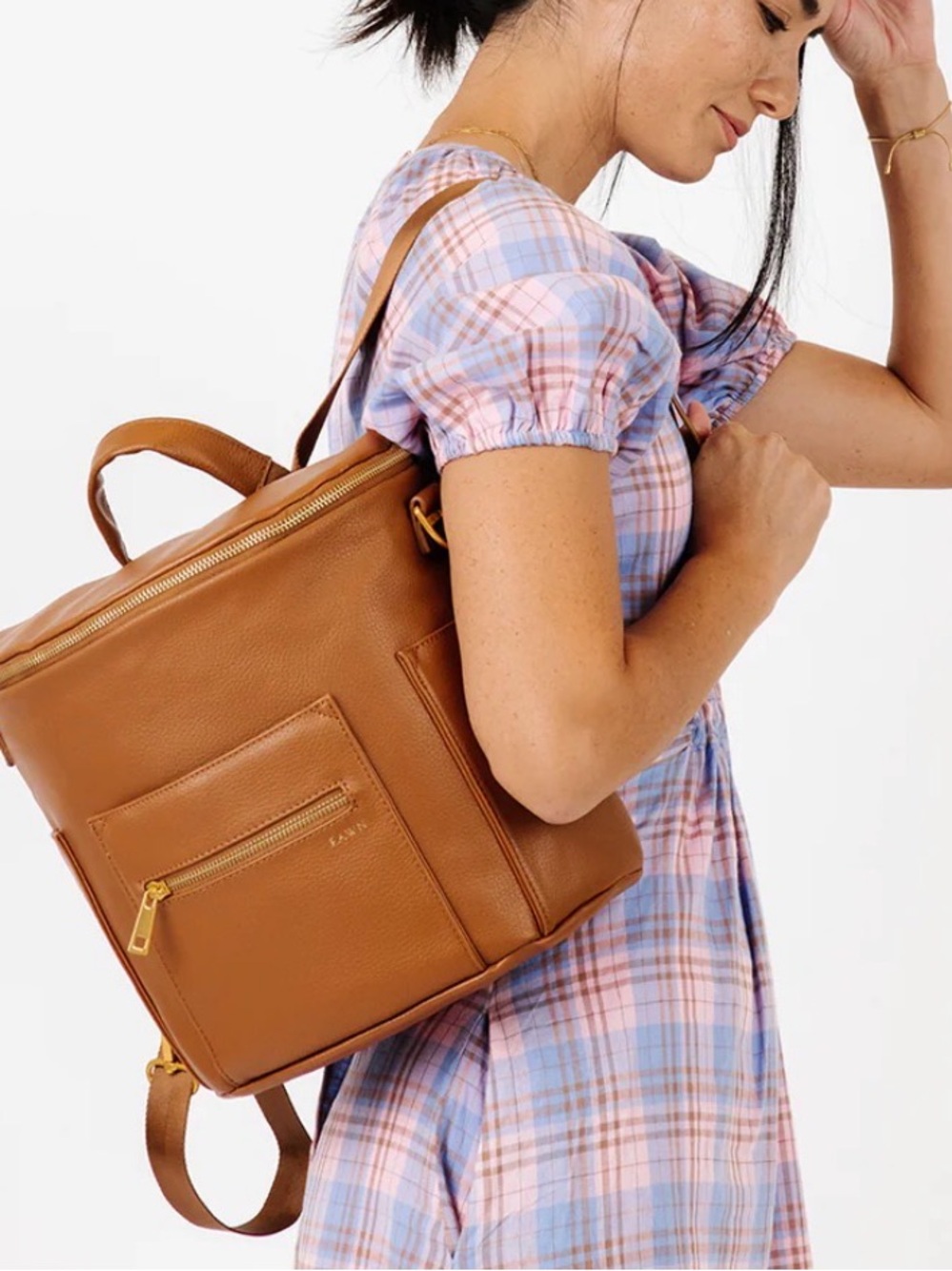 Fawn Design The Mini diaper bag brown Backpack crossbody purse
